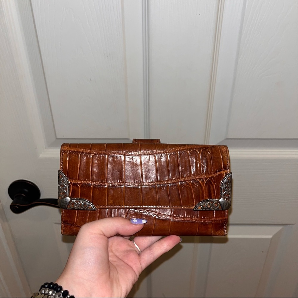 Brighton Brown Leather Wallet with Silver Hardware